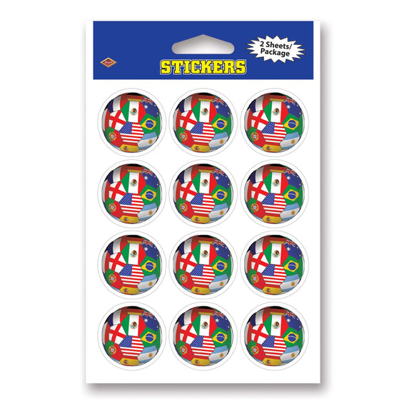 Beistle International Soccer Stickers (2 Sheets Per Package) - Party Supply Decoration for Soccer