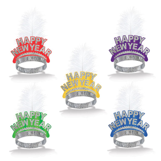 Beistle Assorted New Year Swing Tiaras (sold 50 per box) - Party Supply Decoration for New Years