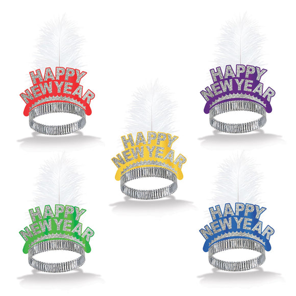 Beistle Assorted New Year Swing Tiaras (sold 50 per box) - Party Supply Decoration for New Years