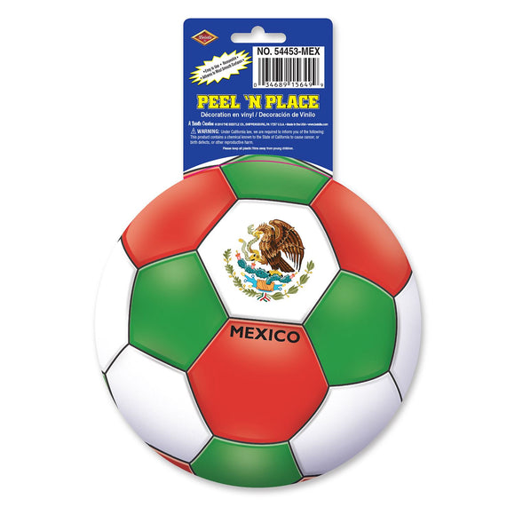 Beistle Mexico Soccer Ball Peel 'N Place (1/Sheet) - Party Supply Decoration for Soccer