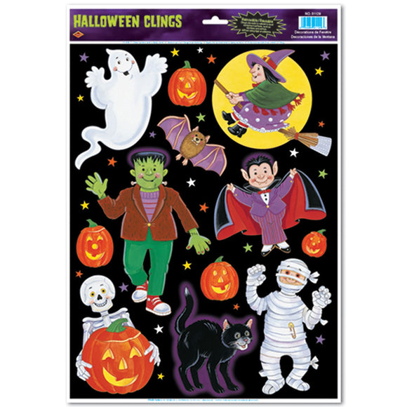 Beistle Halloween Character Window Clings (11/sheet) - Party Supply Decoration for Halloween