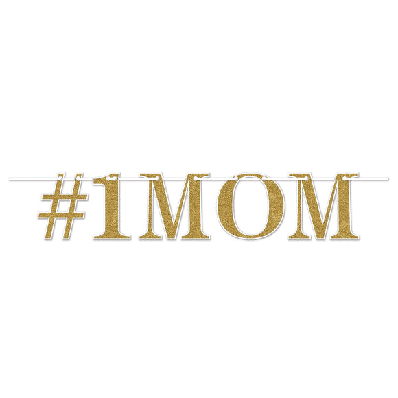 Beistle #1 Mom Streamer - Gold 70.25 in  x 4' (1/Pkg) Party Supply Decoration : Mothers/Fathers Day