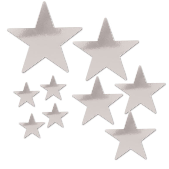 Beistle Pkgd Foil Star Cutouts - Silver Asstd (9/Pkg) Party Supply Decoration : General Occasion