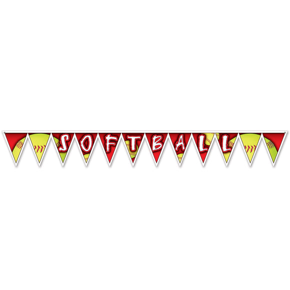 Beistle Softball Pennant Banner 11 in  x 7' 4 in  (1/Pkg) Party Supply Decoration : Sports