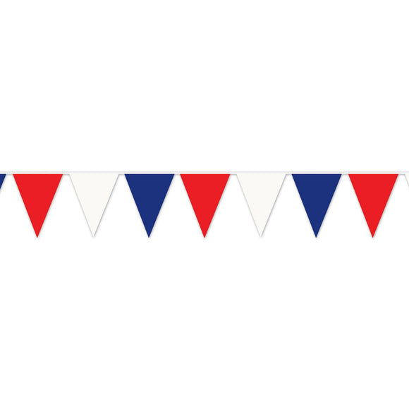 Beistle Red White Blue Outdoor Pennant Banner, 120 feet 17 in  x 120' (1/Pkg) Party Supply Decoration : Patriotic