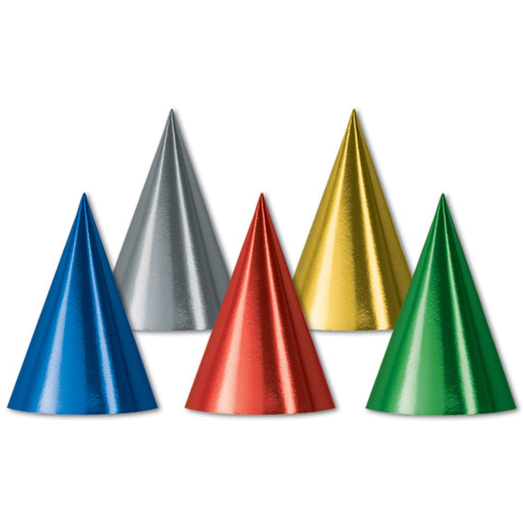 Beistle Bulk Assorted Foil Cone Hats (sold 144 per box) 60.5 in   Party Supply Decoration : Birthday