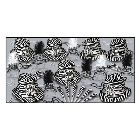 Beistle Zebra Print Assortment (for 50 people) - Party Supply Decoration for New Years