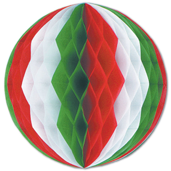 Beistle Red, White, and Green Art-Tissue Ball - Party Supply Decoration for Fiesta / Cinco de Mayo