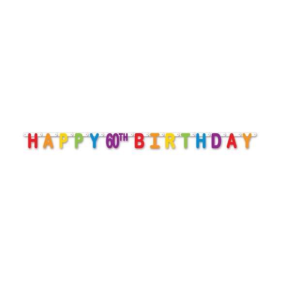 Beistle Happy 60th Birthday Streamer 40.25 in  x 5' 6 in  (1/Pkg) Party Supply Decoration : Birthday-Age Specific