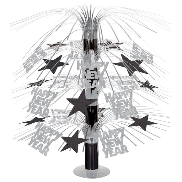 Beistle Happy New Year Cascade Centerpiece - Black and Silver 18 in  (1/Pkg) Party Supply Decoration : New Years