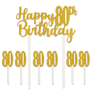 Beistle Happy "80th" Birthday Cake Topper - Party Supply Decoration for Birthday