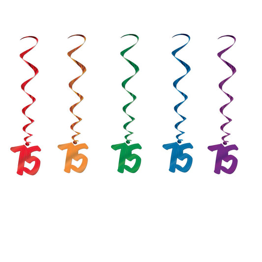 Beistle 75th Whirls (5/pkg) - Party Supply Decoration for Birthday