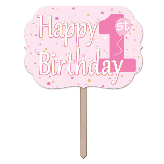 Beistle 1st Birthday Yard Sign - Pink 10 in  x 140.5 in   Party Supply Decoration : 1st Birthday