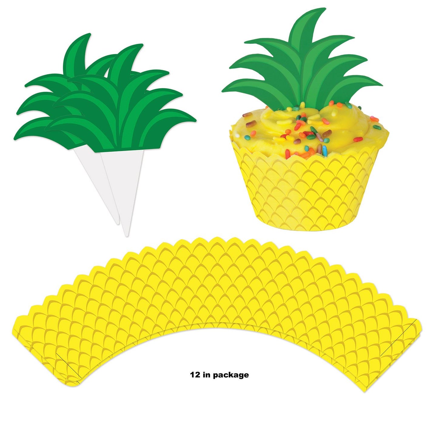 Beistle Pineapple Cupcake Wrappers - Party Supply Decoration for Luau