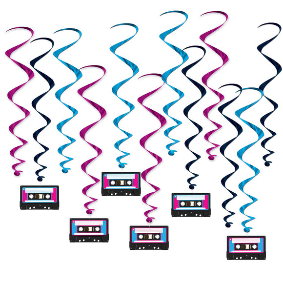 Beistle Cassette Tape Whirls - Party Supply Decoration for 80's