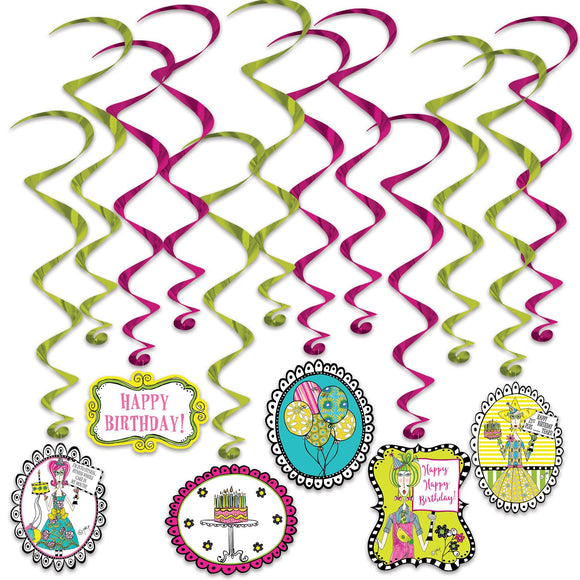 Beistle Dolly Mamas's Adult Celebration Whirls - Party Supply Decoration for Dolly Mama