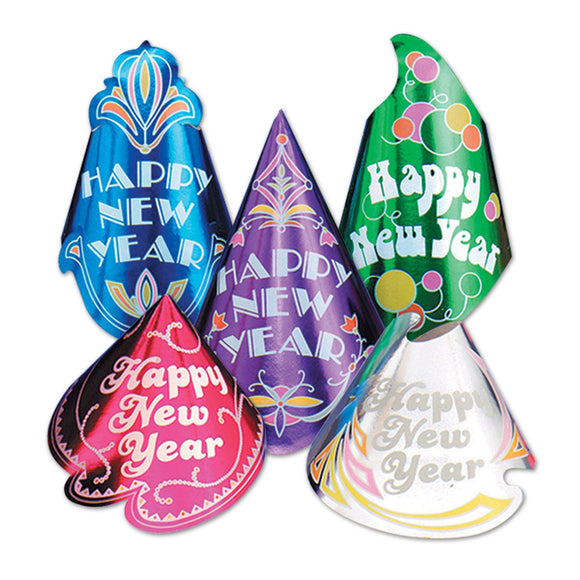 Beistle Champagne Foil New Year Hat Assortment (sold 50 per box)   Party Supply Decoration : New Years