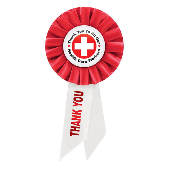 Beistle Thank You To All Our Health Care Workers Rosette - Party Supply Decoration for Patriotic