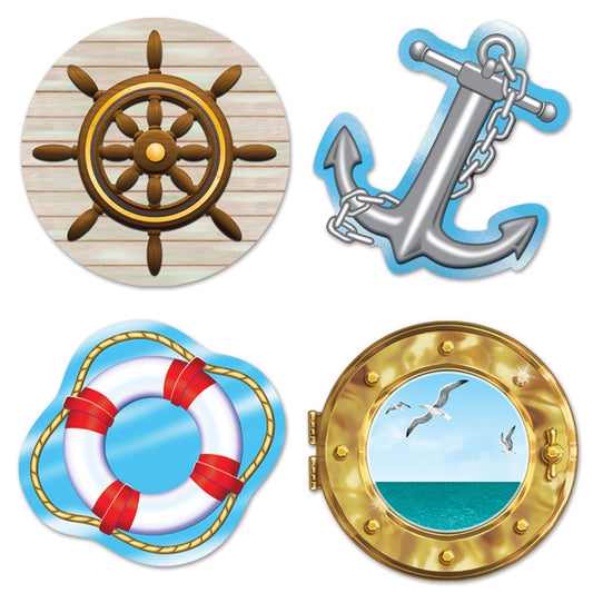 Beistle Nautical Cutouts (4/Pkg) (4/Pkg) Party Supply Decoration : Nautical