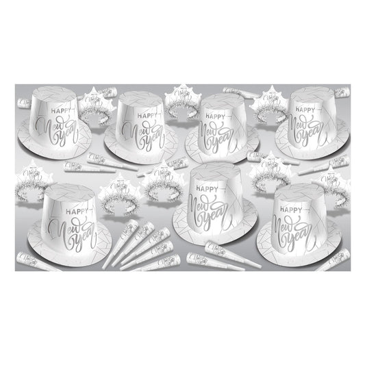 Beistle White New Year Silver Assortment for 50 - Party Supply Decoration for New Years