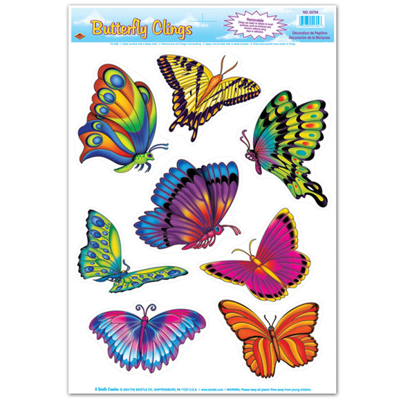 Beistle Butterfly Clings (1/pkg) - Party Supply Decoration for Spring/Summer