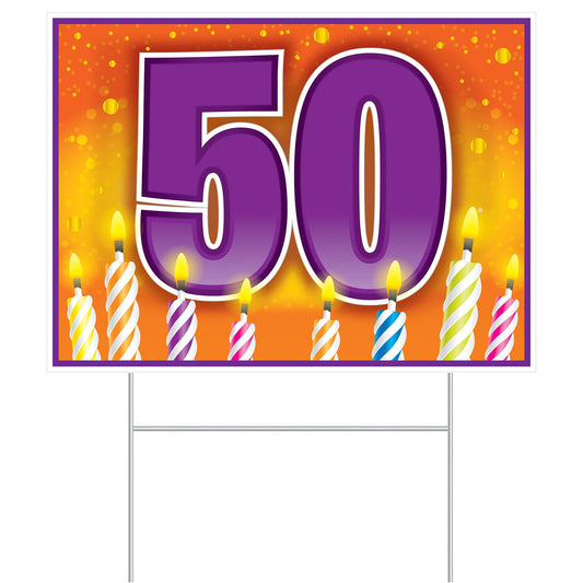 Beistle All Weather  in 50 in  Birthday Yard Sign 110.5 in  x 150.5 in  (1/Pkg) Party Supply Decoration : Birthday-Age Specific