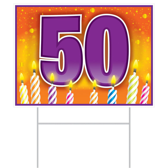 Beistle All Weather  in 50 in  Birthday Yard Sign 110.5 in  x 150.5 in  (1/Pkg) Party Supply Decoration : Birthday-Age Specific