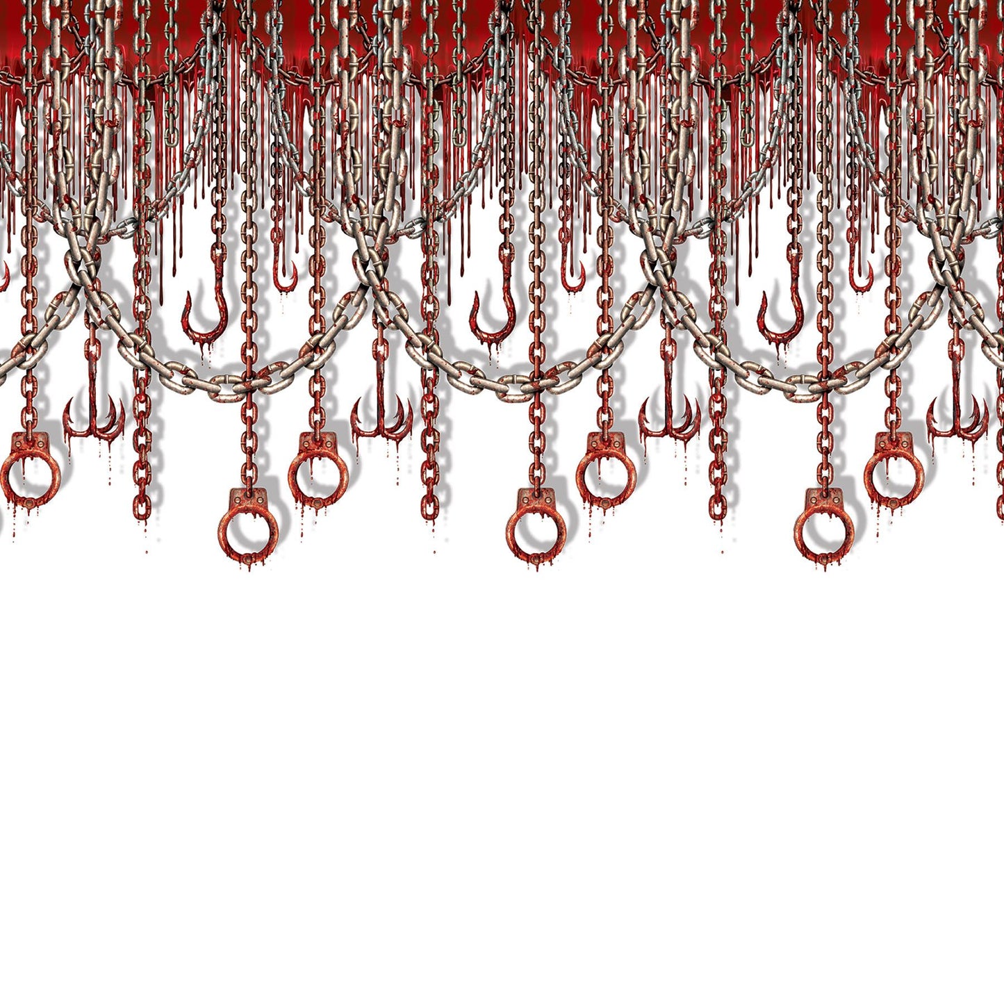 Beistle Bloody Chains & Hooks Backdrop 4' x 30' (1/Pkg) Party Supply Decoration : Halloween