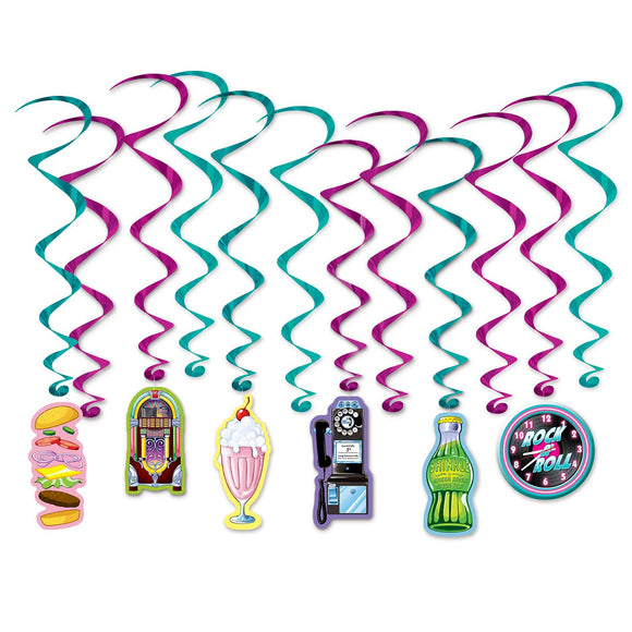 Beistle Soda Shop Whirls - Party Supply Decoration for 50's/Rock & Roll