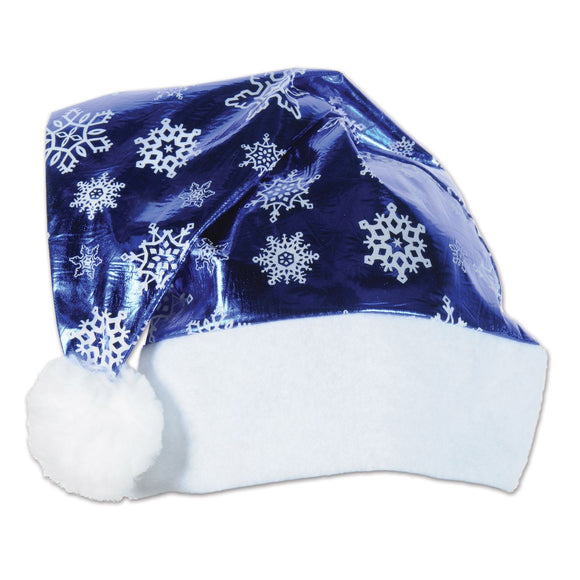 Beistle Metallic Blue Santa Hat  (1/Card) Party Supply Decoration : Christmas/Winter