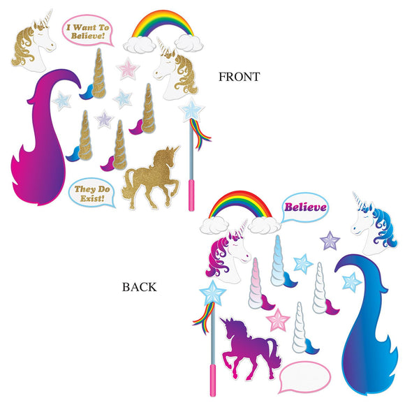 Beistle Unicorn Glittered Photo Fun Signs 3 in -19 in  (16/Pkg) Party Supply Decoration : Unicorn