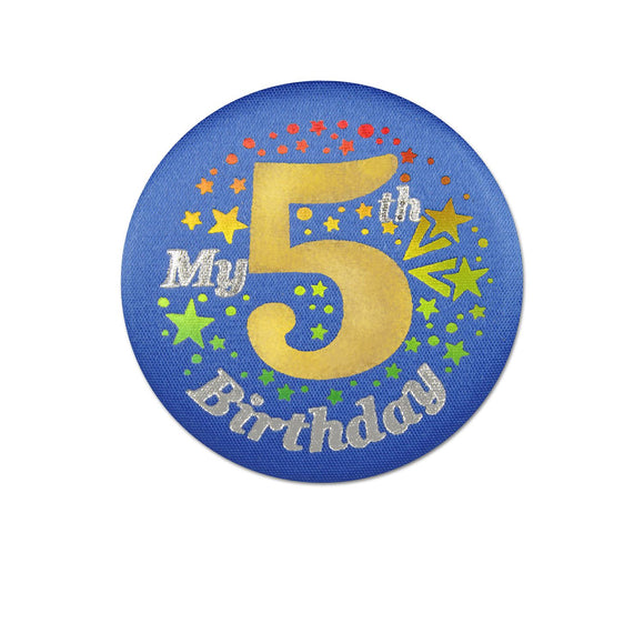 Beistle Blue My 5th Birthday Satin Button - Party Supply Decoration for Birthday