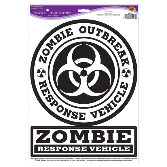 Beistle Zombie Outbreak Response Peel 'N Place - Party Supply Decoration for Halloween