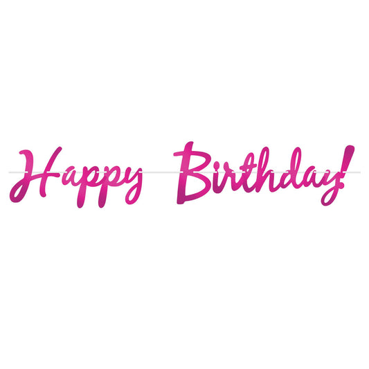 Beistle Foil Happy Birthday Streamer - Cerise 9 in  x 5' (1/Pkg) Party Supply Decoration : Birthday