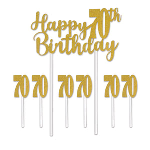 Beistle Happy "70th" Birthday Cake Topper - Party Supply Decoration for Birthday