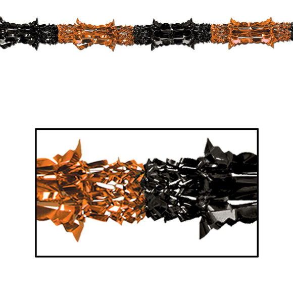 Beistle Orange and Black Metallic Garland - Party Supply Decoration for General Occasion
