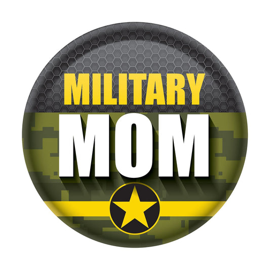 Beistle Military Mom Button - Party Supply Decoration for Patriotic