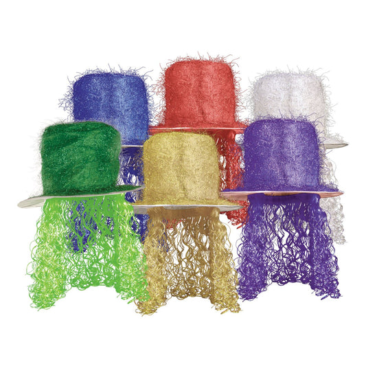 Beistle Tinsel Top Hat w/Curly Wig  (1/Card) Party Supply Decoration : General Occasion