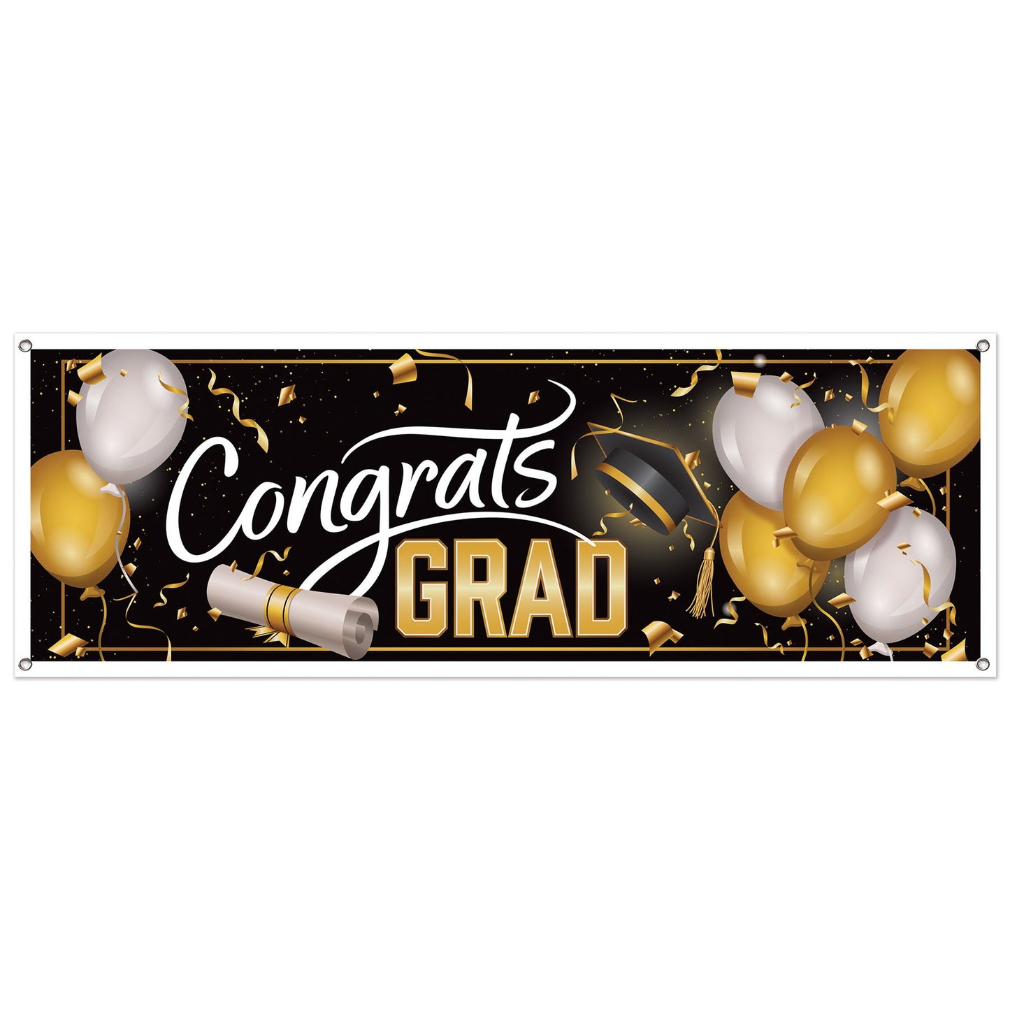 Beistle Congrats Grad Sign Banner 5' x 21 in  (1/Pkg) Party Supply Decoration : Graduation