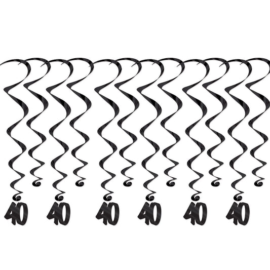 Beistle 40 Whirls - Black - Party Supply Decoration for Over-The-Hill