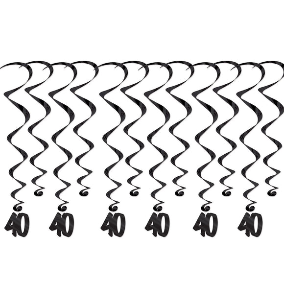 Beistle 40 Whirls - Black - Party Supply Decoration for Over-The-Hill