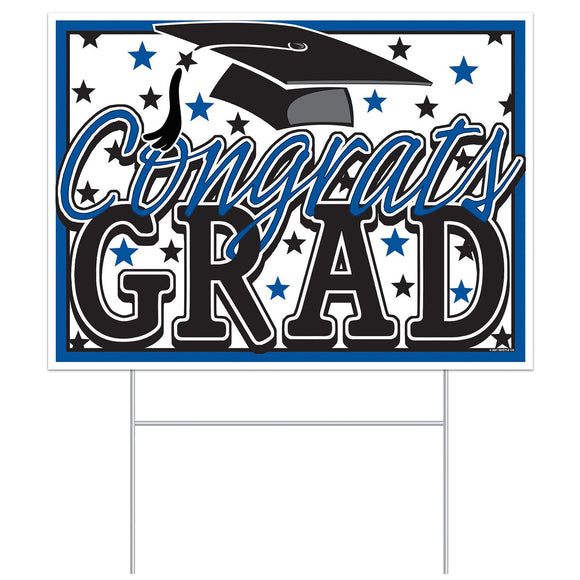 Beistle All-Weather Congrats Grad Yard Sign - Black 110.5 in  x 150.5 in  (1/Pkg) Party Supply Decoration : Graduation