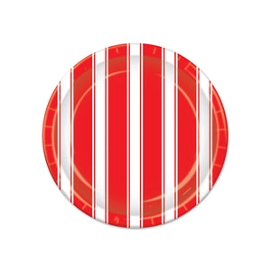 Beistle Red & White Stripes Plates - Party Supply Decoration for Circus