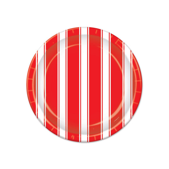 Beistle Red & White Stripes Plates - Party Supply Decoration for Circus