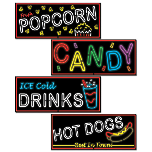 Beistle Neon Food Sign Cutouts (4/pkg) 190.5 in  (4/Pkg) Party Supply Decoration : Awards Night