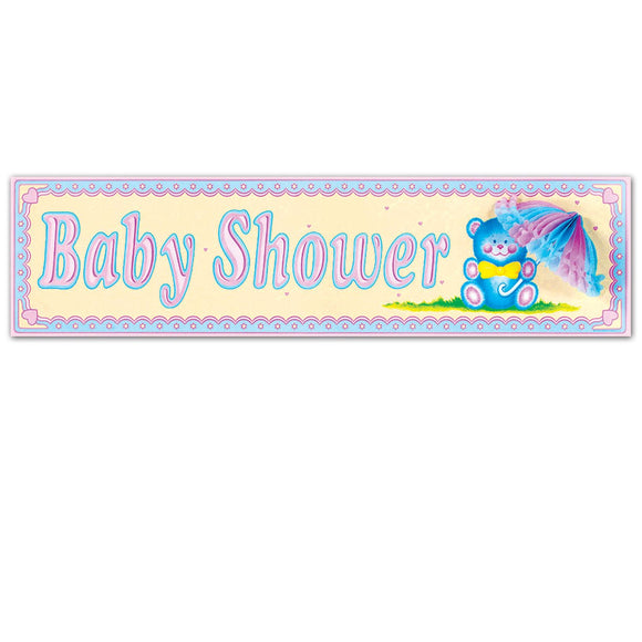Beistle Baby Shower Sign with Tissue Parasol 8 in  x 31 in  (1/Pkg) Party Supply Decoration : Baby Shower