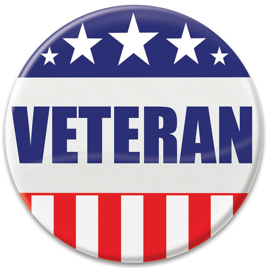 Beistle Veteran Button - Party Supply Decoration for Patriotic