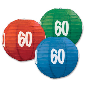 Beistle "60" Paper Lanterns - Party Supply Decoration for Birthday