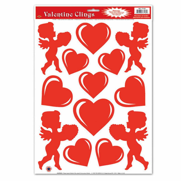 Beistle Heart and Cupid Window Clings (13/sheet) - Party Supply Decoration for Valentines