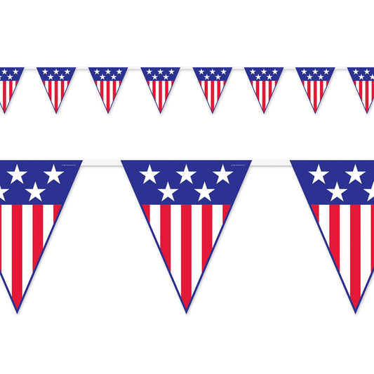 Beistle Spirit of America Pennant Banner, 12 ft 11 in  x 12' (1/Pkg) Party Supply Decoration : Patriotic